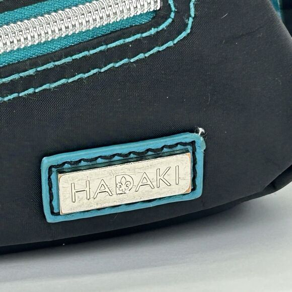 Hadaki Crossbody Purse Handbag Millipede Tote Black Teal Zipper - Picture 2 of 16